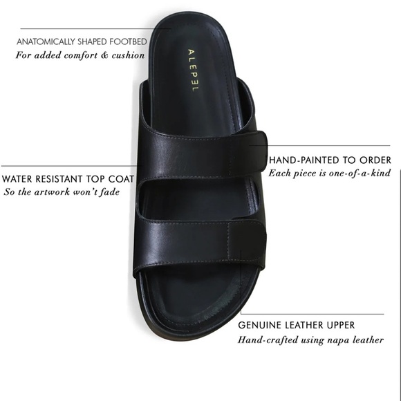 Alepel Mushroom Black Sandal, Black, Size 6, Preowned/EUC, Hand Painted - Picture 3 of 9